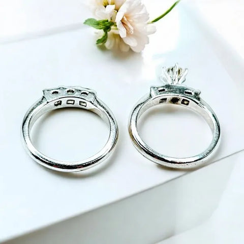 14K White Gold Natural Diamond 2 piece wedding set