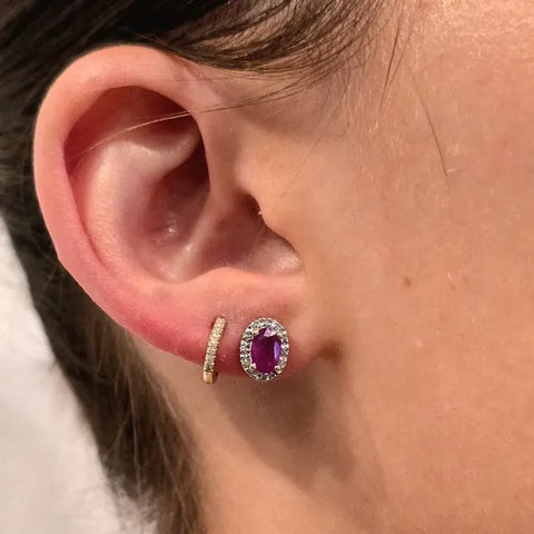 14K White Gold Diamond and Ruby Earrings