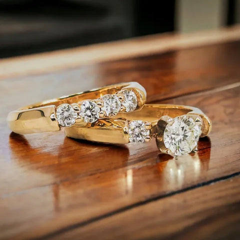14K Diamond 2 Piece Wedding Set