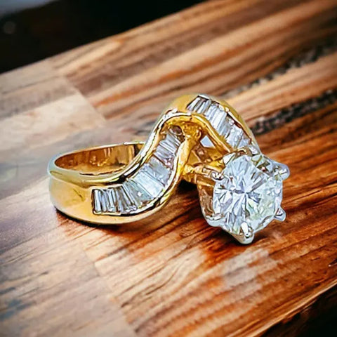 18K Gold Diamond Bridal Ring