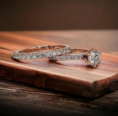 14K Rose Gold Diamond Wedding Set