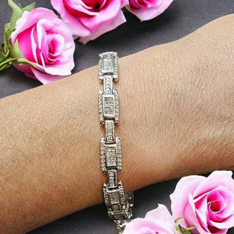 14K White Gold Tennis Bracelet