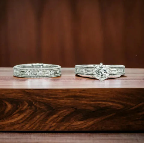 14K White Gold Wedding Set