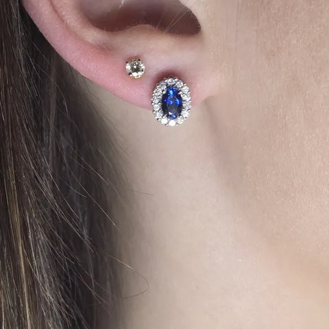 18K White Gold Sapphire and Diamond Earrings