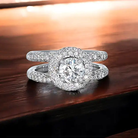 14K White Gold Natural Diamond Ring