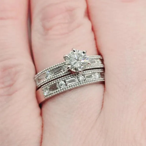 14K White Gold Wedding Set