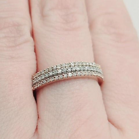 10K White, Yellow and Rose Gold Diamond Wedding Band