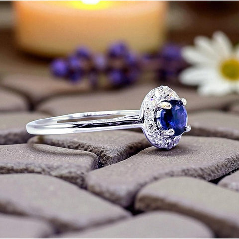 14K White Gold Kyanite Diamond Ring