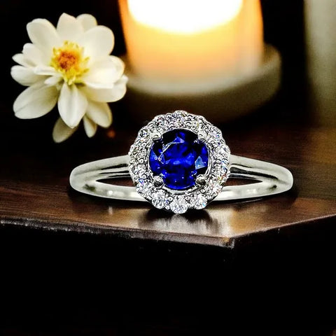 14K White Gold Kyanite Diamond Ring