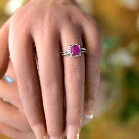 14K Yellow Gold Ruby and Diamond Ring