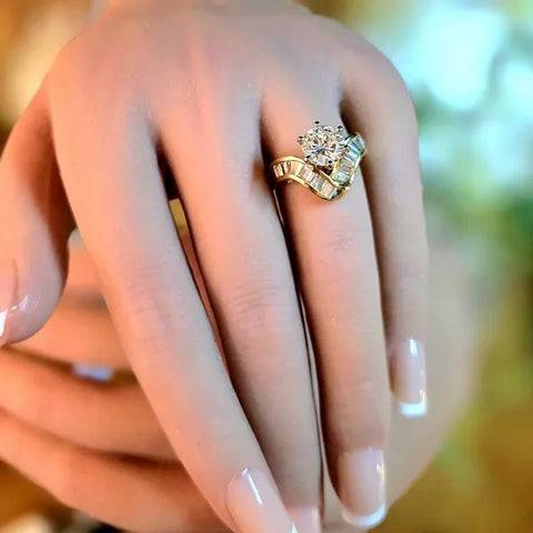 18K Gold Diamond Bridal Ring