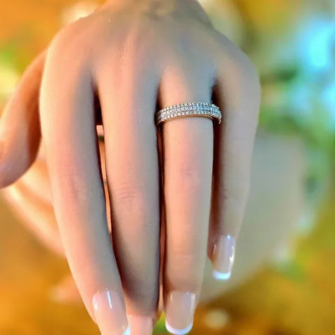 10K White, Yellow and Rose Gold Diamond Wedding Band