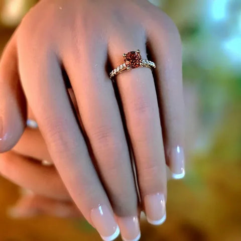 14k Yellow Gold Pink Tourmaline and Diamond Ring