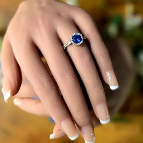 14K Blue Sapphire and Diamond Ring