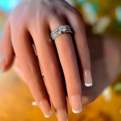 14K White Gold Wedding Set