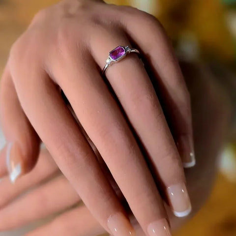 14K White Gold Pink Sapphire and Diamond Ring