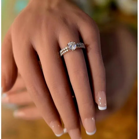 14K Rose Gold Diamond Wedding Set