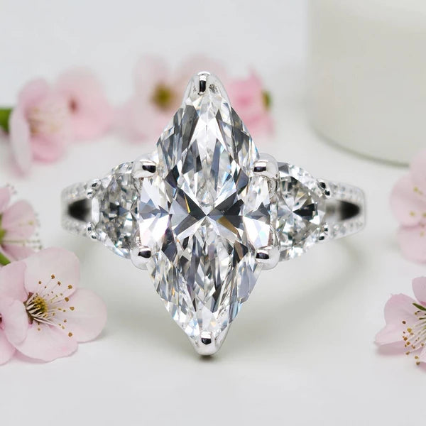Marquise & Half Moon 3-Stone Ring