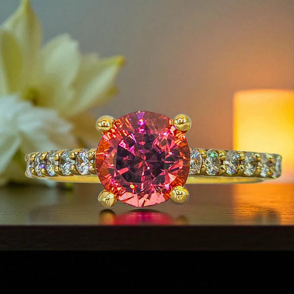 Pink Tourmaline & Diamond Ring