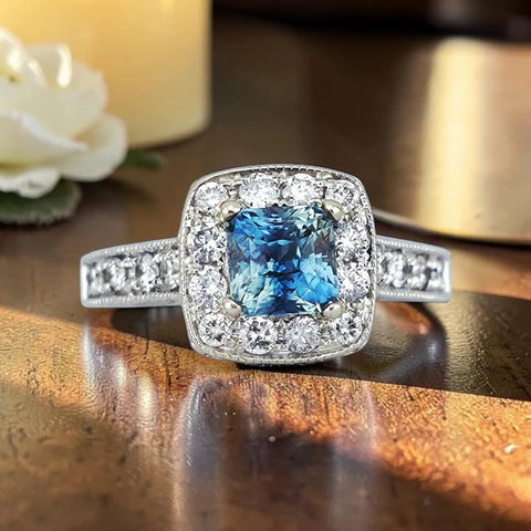 14K White gold repurposed vintage diamond ring
