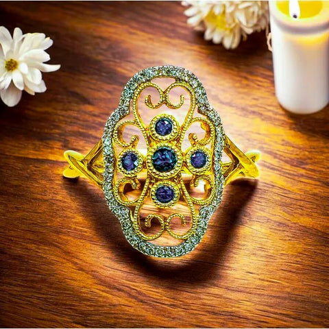 10K Yellow Gold Sapphire and Diamond Ring