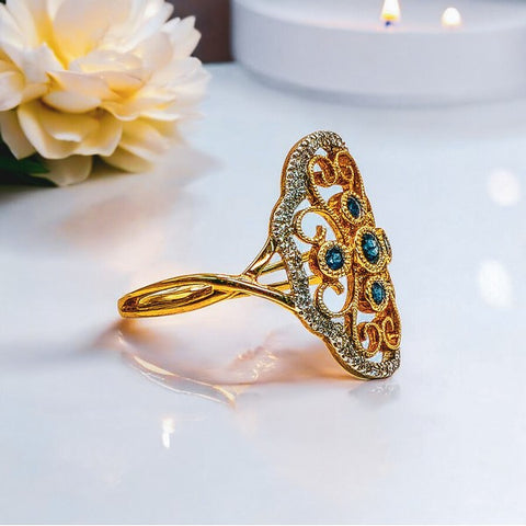 10K Yellow Gold Sapphire and Diamond Ring