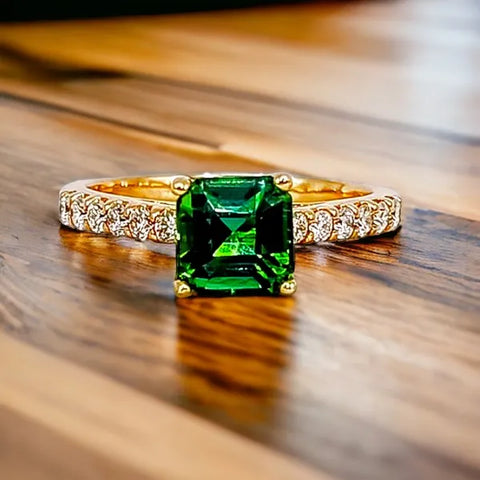 14K Yellow Gold Green Tourmaline Ring