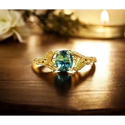 14k Yellow Gold Sapphire Ring