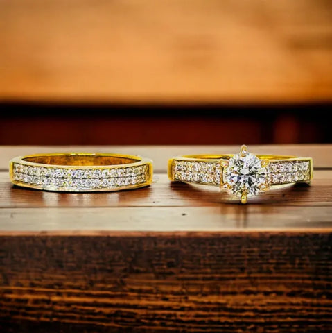 14K Gold Diamond 2 Piece Wedding Set