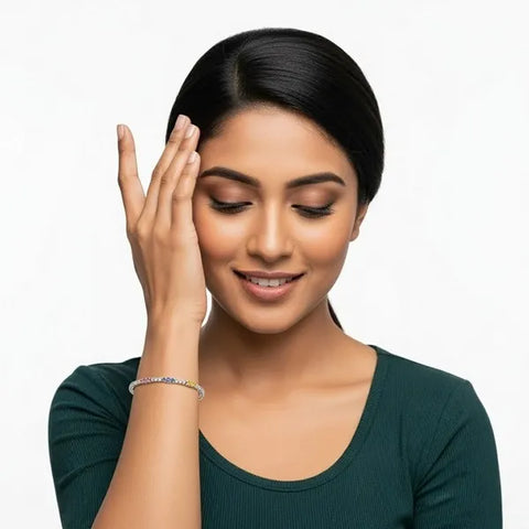 18K White Gold Multi Sapphire and Diamond Bracelet