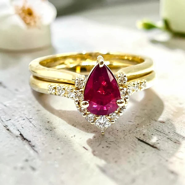 Pear Ruby Halo Stacking Set